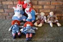 3 SETS OF RAGGEDY ANN AND ANDY DOLLS