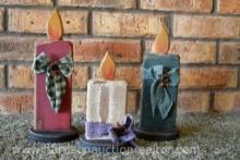 3 WOODEN CANDLE DECOR