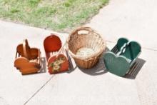 ASSORTMENT OF WICKER AND WOODEN BASKETS