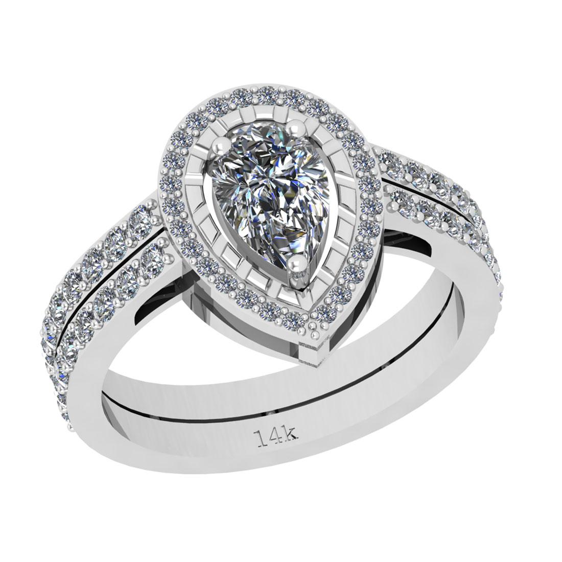 1.91 Ctw SI2/I1 Diamond 14K White Gold Engagement Halo Ring (Pear Cut Center Stone Certified By GIA