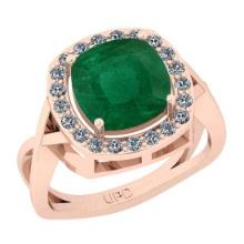 3.00 Ctw SI2/I1 Emerald And Diamond 14K Rose Gold Ring