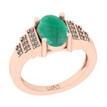1.35 Ctw SI2/I1 Emerald And Diamond 14K Rose Gold Ring