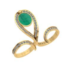 7.00 Ctw SI2/I1 Emerald and Diamond 14K Yellow Gold Double Ring
