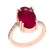 6.28 CtwSI2/I1 Ruby And Diamond 14K Rose Gold Cocktail Ring