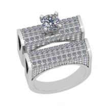 3.11 Ctw SI2/I1 Diamond 14K White Gold Engagement Set Ring