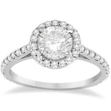 Halo Diamond Cathedral Engagement Ring Setting 14k White Gold 1.64ctw