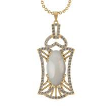 8.59 Ctw SI2/I1 Opal And Diamond 14K Yellow Gold Pendant Necklace