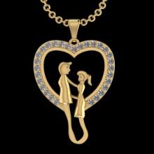 0.75 Ctw SI2/I1 Diamond 14K Yellow Gold valentine's day theme pendant necklace