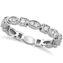 Antique style Style Diamond Eternity Ring Band in 14k White Gold 0.36ctw