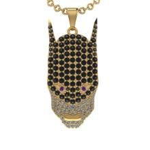 3.65 Ctw SI2/I1 Treted Fancy Black Diamond Prong Set 14K Yellow Gold Marvel badman Pendant Necklace