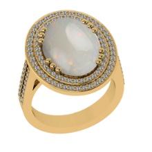 7.87 Ctw SI2/I1 Opal And Diamond 14K Yellow Gold Engagement Ring