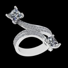 2.58 Ctw SI2/I1 Diamond 18K White Gold Bypass Engagement Ring