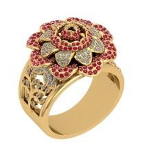 1.30 Ctw SI2/I1 Ruby and Diamond Style Valentine Day theme 14K Yellow Gold Engagement Ring