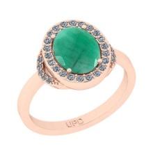 2.27 Ctw SI2/I1 Emerald And Diamond 14K Rose Gold Engagement Halo Ring