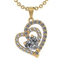 0.48 Ctw Diamond 14K Yellow Gold Style Valentine Day theme Pendant Necklace