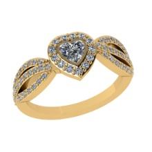 0.70 Ctw Diamond 14K Yellow Gold Engagement Halo Ring
