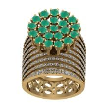 15.40 CtwSI2/I1 Emerald and Diamond 14K Yellow Gold Engagement Ring