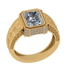 2.30 Ctw SI2/I1 Diamond Style Prong & Bezel Set 14K Yellow Gold Engagement Halo Ring