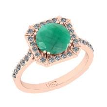 2.41 Ctw SI2/I1 Emerald And Diamond 14K Rose Gold Cocktail Engagement Ring