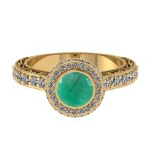 2.16 Ctw I2/I3 Emerald And Diamond 14K Yellow Gold Engagement Ring