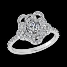 0.92 Ctw SI2/I1 Diamond 18K White Gold Engagement Ring