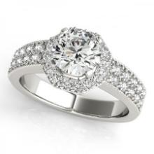 CERTIFIED PLATINUM 1.01 CTW J-K/VS-SI1 DIAMOND HALO ENGAGEMENT RING