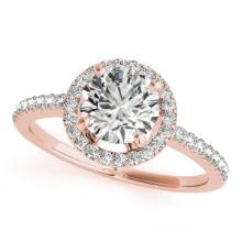 CERTIFIED 18K ROSE GOLD 1.58 CTW J-K/VS-SI1 DIAMOND HALO ENGAGEMENT RING