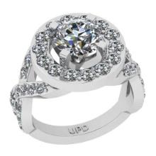 2.40 Ctw SI2/I1 Gia Certified Center Diamond 14K White Gold Engagement Halo Ring