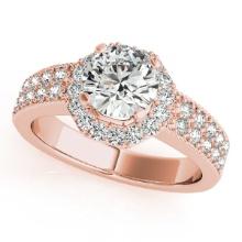 CERTIFIED 18K ROSE GOLD 1.01 CTW J-K/VS-SI1 DIAMOND HALO ENGAGEMENT RING