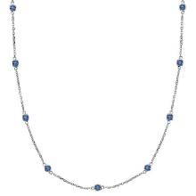 Fancy Blue Station Necklace 14k White Gold 2.00ctw