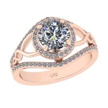 1.62 Ctw SI2/I1 Diamond 18K Rose Gold Engagement Ring