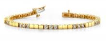 14K YELLOW GOLD 1 CTW G-H I1/I2 CLASSIC DIAMOND BLOCK HARMONY TENNIS BRACELET