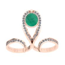 7.00 Ctw SI2/I1 Emerald and Diamond 14K Rose Gold Double Ring