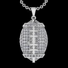 2.37 Ctw SI2/I1 Diamond 18K White Gold Football Pendant Necklace