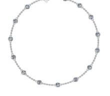 1.20 Ctw SI2/I1 Diamond 14K White Gold Station Necklace