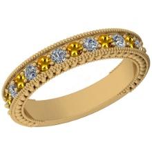 0.83 Ctw SI2/I1 Yellow Sapphire And Diamond 14K Yellow Gold Filigree Band Ring