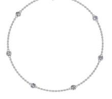 0.70 Ctw SI2/I1 Diamond 14K White Gold Station Necklace