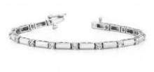 14KT WHITE GOLD 1 CTW G-H VS2/SI1 DIAMOND AND BAR BRACELET