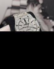 Custom Audemars Piguet Royal Oak 15400ST Full Diamond Watch Comes with Box & Appraisal
