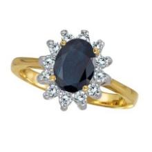 Blue Sapphire and Diamond Ring 14k Yellow Gold 2.10 ctw