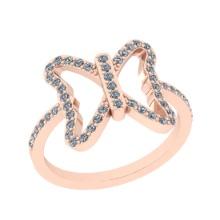 1.03 Ctw VS/SI1 Diamond Style Prong Set 14K Rose Gold Valentine Special Butterfly Ring ALL DIAMOND A