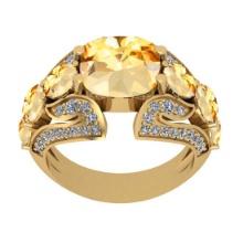 5.70 Ctw VS/SI1 Citrine and Diamond 14K Yellow Gold Engangement Ring (ALL DIAMOND LAB GROWN Diamond