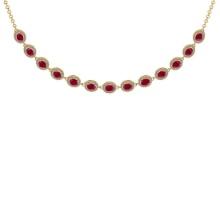 11.30 Ctw VS/SI1 Ruby And Diamond 14K Yellow Gold Girls Fashion Necklace (ALL DIAMOND ARE LAB GROWN