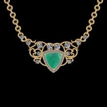 5.10 Ctw VS/SI1 Emerald and Diamond 14K Yellow Gold Necklace (ALL DIAMOND ARE LAB GROWN )