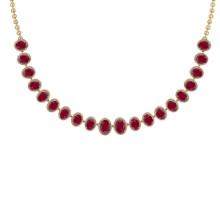44.40 Ctw VS/SI1 Ruby And Diamond 14K Yellow Gold Girls Fashion Necklace (ALL DIAMOND ARE LAB GROWN