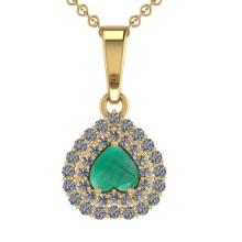 2.03 Ctw VS/SI1 Emerald and Diamond 14K Yellow Gold Necklace (ALL DIAMOND ARE LAB GROWN )