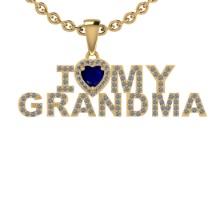 0.71 Ctw VS/SI1 Blue Sapphire And Diamond 14K Yellow Gold Gift For Grandma Pendant Necklace DIAMOND