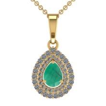 3.09 Ctw VS/SI1 Emerald and Diamond 14K Yellow Gold Necklace (ALL DIAMOND ARE LAB GROWN )