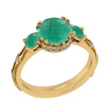 2.63 Ctw VS/SI1 Emerald and Diamond 14K Yellow Gold Vintage Style Ring (ALL DIAMOND ARE LAB GROWN DI