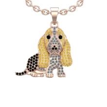 1.55 Ctw VS/SI1 Treated Fancy Black,Yellow,Diamond 14K Rose Gold Hip Hop Style Necklace (ALL DIAMOND